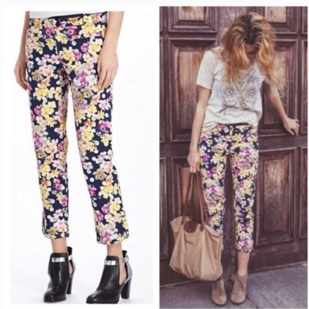 Anthropologie Cartonnier Floral Crop Pants Size 8